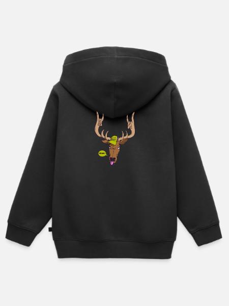 ciervo de roca - Sudadera Premium con capucha y cremallera infantil orgánica - negro