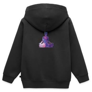 Yoga Meditation Univers - Sweat Premium à capuche zippé enfant bio - noir - Dos - AI Model Kid Male (0cm)