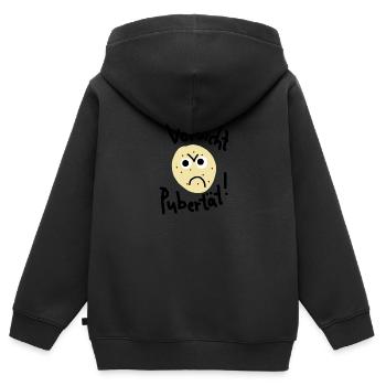 Vorsicht Pubertät - Kinder Premium Organic Zip Hoodie - Schwarz - Hinten - AI Model Kid Male (0cm)