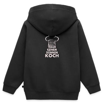 Traue keinem dünnen Koch - Kinder Premium Organic Zip Hoodie - Schwarz - Hinten - AI Model Kid Male (0cm)