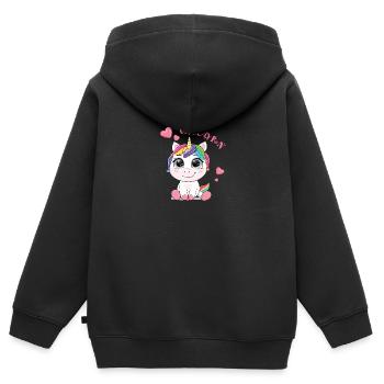 Unicorn - Kids Premium Organic Zip-up Hoodie - black - Back - AI Model Kid Male (0cm)