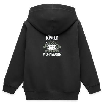 Echte Kerle ziehen Wohnwagen - Kinder Premium Organic Zip Hoodie - Schwarz - Hinten - AI Model Kid Male (0cm)