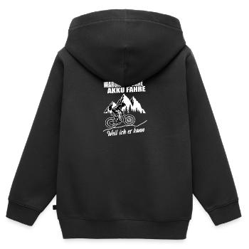 Ohne Akku - Kinder Premium Organic Zip Hoodie - Schwarz - Hinten - AI Model Kid Male (0cm)