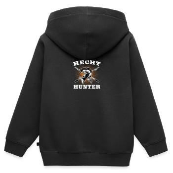 Hecht Hunter - Kinder Premium Organic Zip Hoodie - Schwarz - Hinten - AI Model Kid Male (0cm)