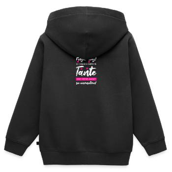 Finger weg! Ich habe eine verrückte Tante! - Kinder Premium Organic Zip Hoodie - Schwarz - Hinten - AI Model Kid Male (0cm)