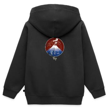Mont Fuji - Sweat Premium à capuche zippé enfant bio - noir - Dos - AI Model Kid Male (0cm)