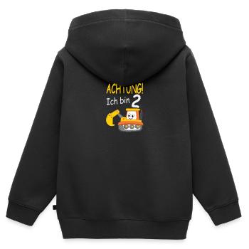 Achtung ich bin 2 - Kinder Premium Organic Zip Hoodie - Schwarz - Hinten - AI Model Kid Male (0cm)