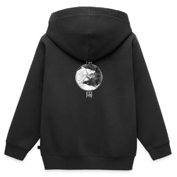 Wolf Ying Yang - Kinder Premium Organic Zip Hoodie - Schwarz - Hinten - AI Model Kid Male (0cm)