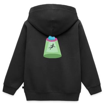 Ufo - Kinder Premium Organic Zip Hoodie - Schwarz - Hinten - AI Model Kid Male (0cm)