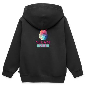 Meowmi Laster - Kinder Premium Organic Zip Hoodie - Schwarz - Hinten - AI Model Kid Male (0cm)