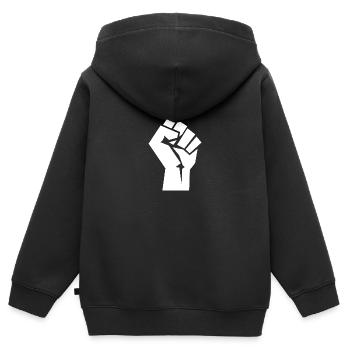 Résister au poing - Sweat Premium à capuche zippé enfant bio - noir - Dos - AI Model Kid Male (0cm)
