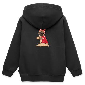 Polka Dot Mops Hund - Kinder Premium Organic Zip Hoodie - Schwarz - Hinten - AI Model Kid Male (0cm)