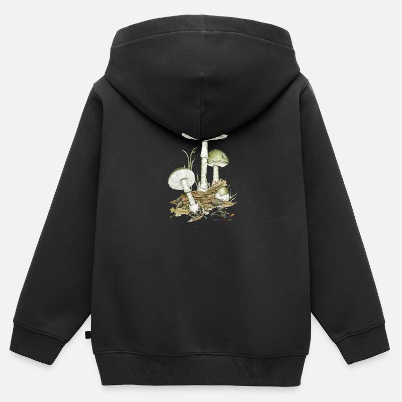 Champignon mort vert - Sweat Premium à capuche zippé enfant bio - noir