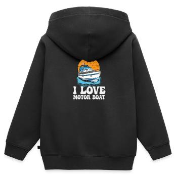 I Love Motor Boat Parade Motorboating Quote - Kinder Premium Organic Zip Hoodie - Schwarz - Hinten - AI Model Kid Male (0cm)
