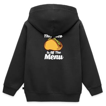 Dieser Taco steht nicht auf der Speisekarte - Kinder Premium Organic Zip Hoodie - Schwarz - Hinten - AI Model Kid Male (0cm)