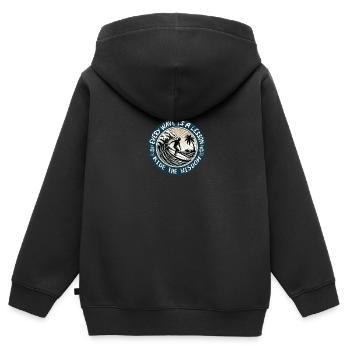 JEDE WELLE IST EINE LEKTION - Kinder Premium Organic Zip Hoodie - Schwarz - Hinten - AI Model Kid Male (0cm)