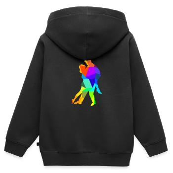 Tango Tanzen Tanzpaar Regenbogen Farben Polygon - Kinder Premium Organic Zip Hoodie - Schwarz - Hinten - AI Model Kid Male (0cm)
