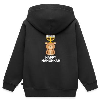 Hanoucca - Sweat Premium à capuche zippé enfant bio - noir - Dos - AI Model Kid Male (0cm)