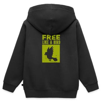 Vogel - Fliegen - Naturschutz Tierfreund - Zoo - Kinder Premium Organic Zip Hoodie - Schwarz - Hinten - AI Model Kid Male (0cm)