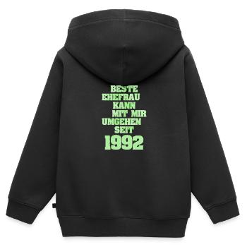 Ehe Ehefrau Frau Freundin Jahr1992 - Kinder Premium Organic Zip Hoodie - Schwarz - Hinten - AI Model Kid Male (0cm)