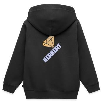 Edel Herbert - Kinder Premium Organic Zip Hoodie - Schwarz - Hinten - AI Model Kid Male (0cm)
