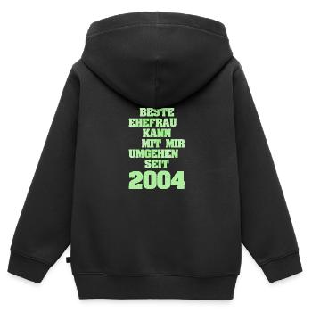 2004 - Kinder Premium Organic Zip Hoodie - Schwarz - Hinten - AI Model Kid Male (0cm)