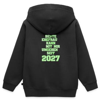 2027 - Sweat Premium à capuche zippé enfant bio - noir - Dos - AI Model Kid Male (0cm)