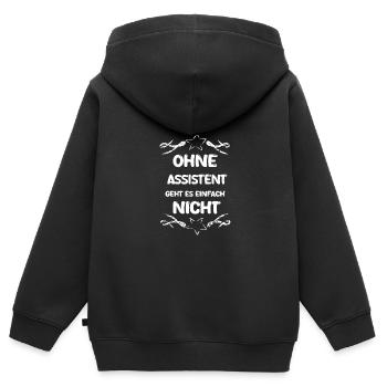 Assistant - Kids Premium Organic Zip-up Hoodie - black - Back - AI Model Kid Male (0cm)