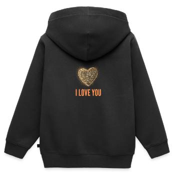 Ich liebe Dich - Kinder Premium Organic Zip Hoodie - Schwarz - Hinten - AI Model Kid Male (0cm)