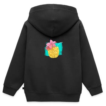 Sensations d’été à l’ananas - Sweat Premium à capuche zippé enfant bio - noir - Dos - AI Model Kid Male (0cm)