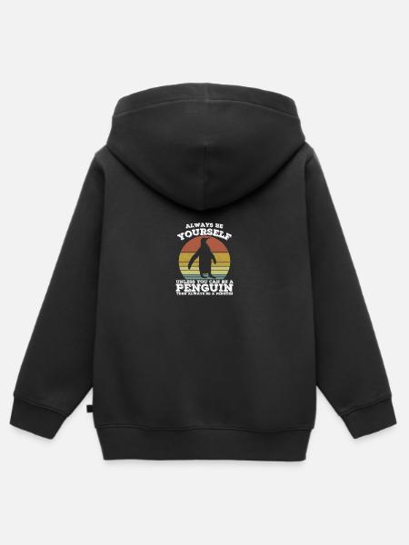 Penguin - Kinder Premium Organic Zip Hoodie - Schwarz