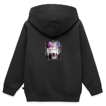 Japanese Streetwear Aesthetic - Kids Premium Organic Zip-up Hoodie - black - Back - AI Model Kid Male (0cm)