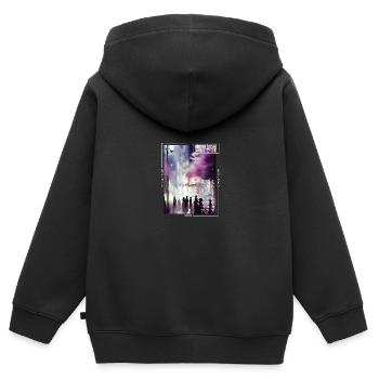 Japanese Streetwear Aesthetic - Kids Premium Organic Zip-up Hoodie - black - Back - AI Model Kid Male (0cm)