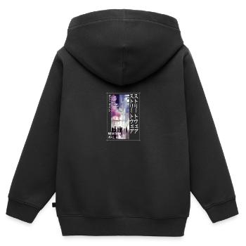 Japanese Streetwear Aesthetic - Kids Premium Organic Zip-up Hoodie - black - Back - AI Model Kid Male (0cm)