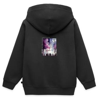 Japanese Streetwear Aesthetic - Kids Premium Organic Zip-up Hoodie - black - Back - AI Model Kid Male (0cm)