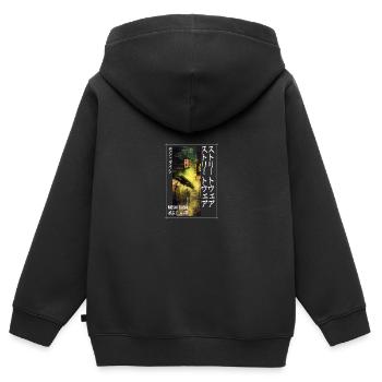 Esthétique streetwear japonaise - Sweat Premium à capuche zippé enfant bio - noir - Dos - AI Model Kid Male (0cm)