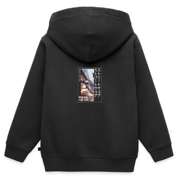 Esthétique streetwear japonaise - Sweat Premium à capuche zippé enfant bio - noir - Dos - AI Model Kid Male (0cm)
