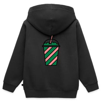 Slush Eis Becher - Kinder Premium Organic Zip Hoodie - Schwarz - Hinten - AI Model Kid Male (0cm)