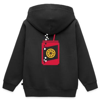 canette de soda - Sweat Premium à capuche zippé enfant bio - noir - Dos - AI Model Kid Male (0cm)
