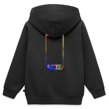 Handy mit Herz - Kinder Premium Organic Zip Hoodie - Schwarz - Hinten - AI Model Kid Male (0cm)