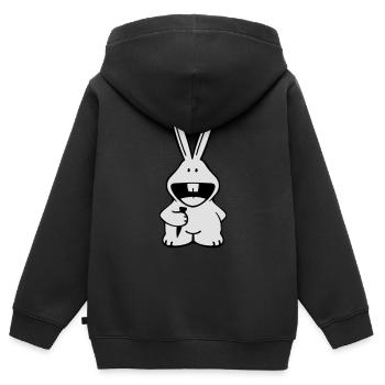 Rabbit - Kinder Premium Organic Zip Hoodie - Schwarz - Hinten - AI Model Kid Male (0cm)