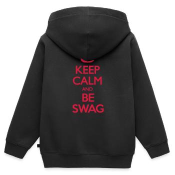 Keep Calm and Swag - Sweat Premium à capuche zippé enfant bio - noir - Dos - AI Model Kid Male (0cm)