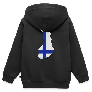 Finlande - Sweat Premium à capuche zippé enfant bio - noir - Dos - AI Model Kid Male (0cm)