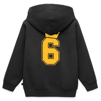 6 mit Krone - Kinder Premium Organic Zip Hoodie - Schwarz - Hinten - AI Model Kid Male (0cm)