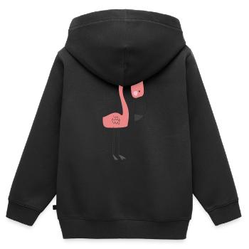 flamingo, baby , baby body , pink ,mädchen, Kinder - Kinder Premium Organic Zip Hoodie - Schwarz - Hinten - AI Model Kid Male (0cm)