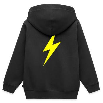 Éclair rapide - Sweat Premium à capuche zippé enfant bio - noir - Dos - AI Model Kid Male (0cm)
