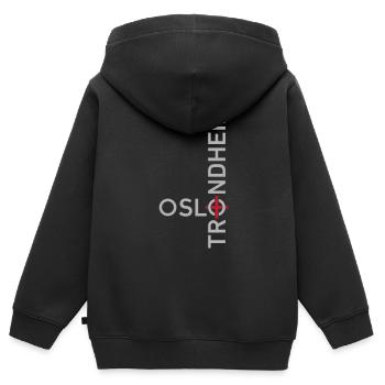 OSLO to TRONDHEIM - Kids Premium Organic Zip-up Hoodie - black - Back - AI Model Kid Male (0cm)
