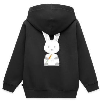 Hase mit Möhre - Kinder Premium Organic Zip Hoodie - Schwarz - Hinten - AI Model Kid Male (0cm)