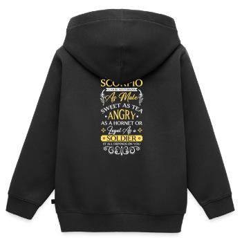 Skorpion Tierkreiszeichen Konstellation November - Kinder Premium Organic Zip Hoodie - Schwarz - Hinten - AI Model Kid Male (0cm)
