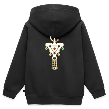 FIBULA BEREBERE JUWEL AMAZIGH MAROKKO 2022 - Kinder Premium Organic Zip Hoodie - Schwarz - Hinten - AI Model Kid Male (0cm)